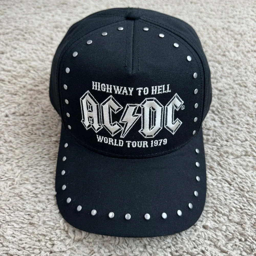 AC/DC Baseball Hat Cap Studded Black Highway To Hell World Tour 1979‎ UO x NWT